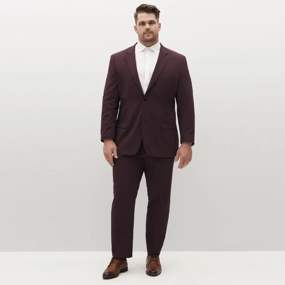 SuitShop Men’s Burgundy Three Piece Suit - Picture 2 of 6